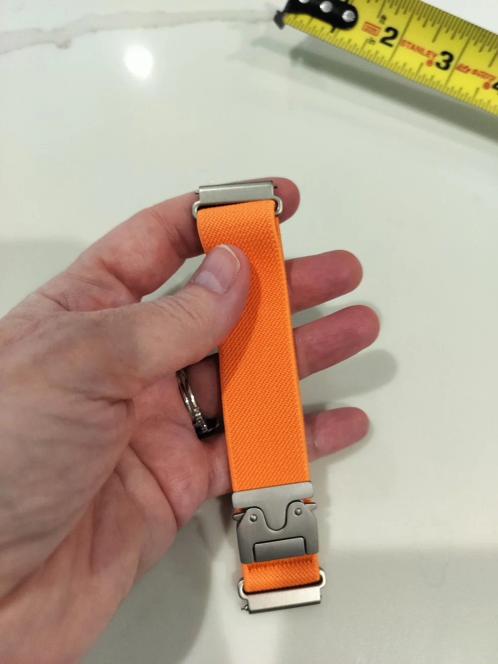 Orange Nylon Watch Band with Silver Buckle